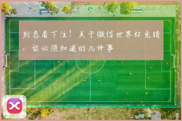 别急着下注！关于微信世界杯竞猜，你必须知道的几件事